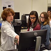 Alexandra Kolot explains the ANTEC facility to high school students.